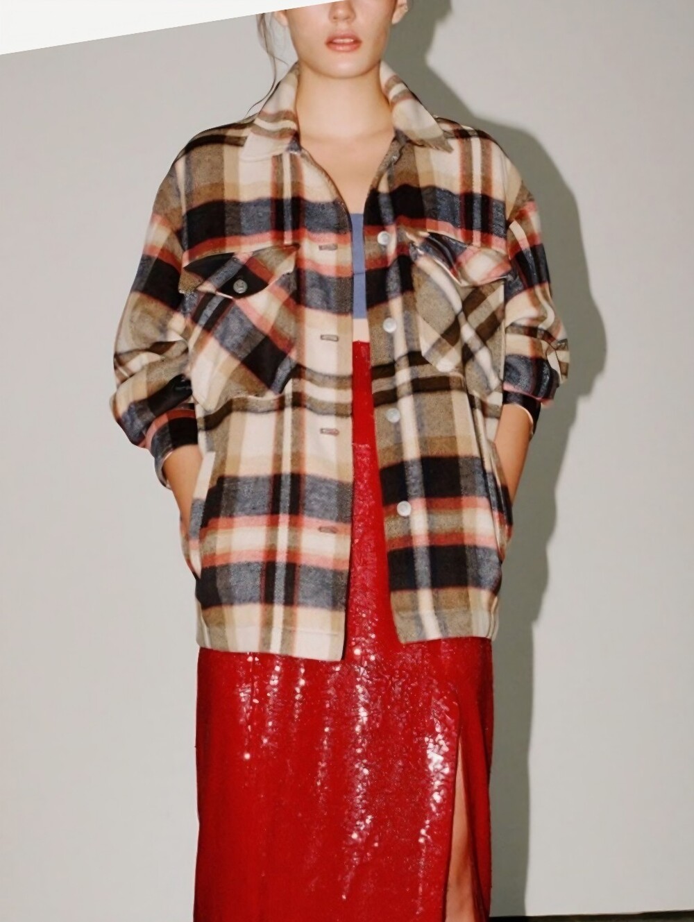 Zara Tartan Plaid Shacket Jacket, Size XS, RN#77302